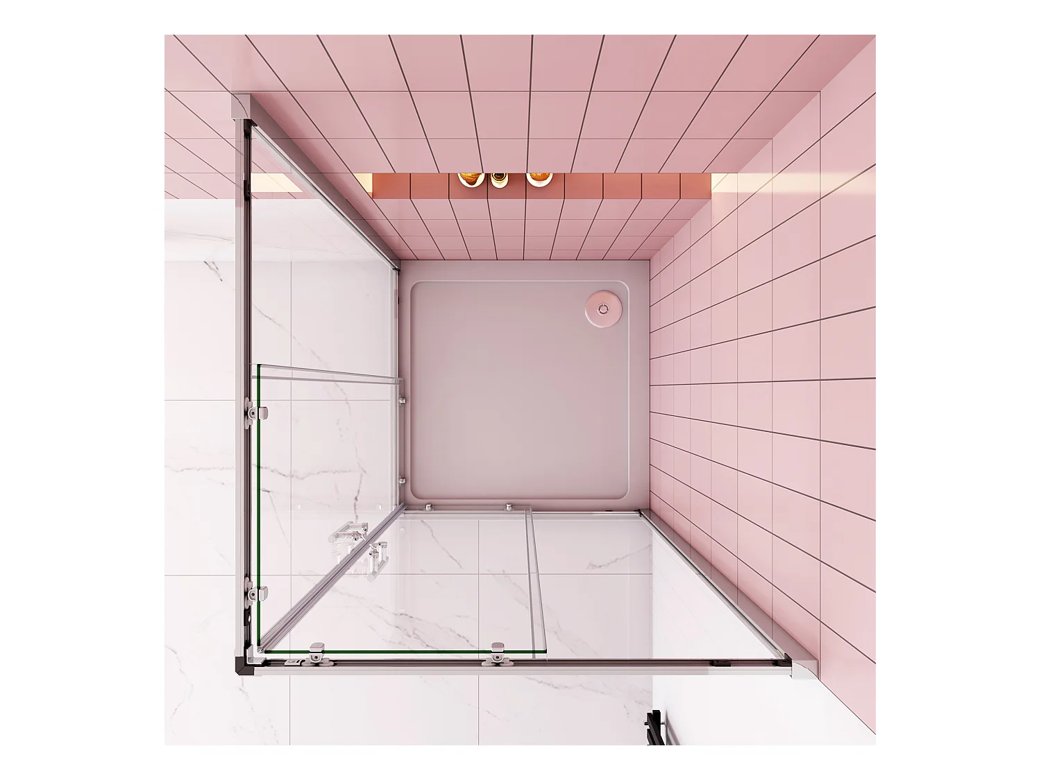 90x90x185cm Douchecabine met dubbele schuifdeur,6mm nano veiligheidsglas,profiel van glanzend chroom.