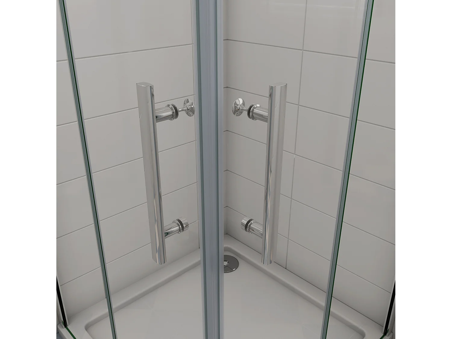 Douchecabine met dubbele draaideur,6mm helder veiligheidsglas nano coating,120x120x195cm,profiel van glanzend chroom.