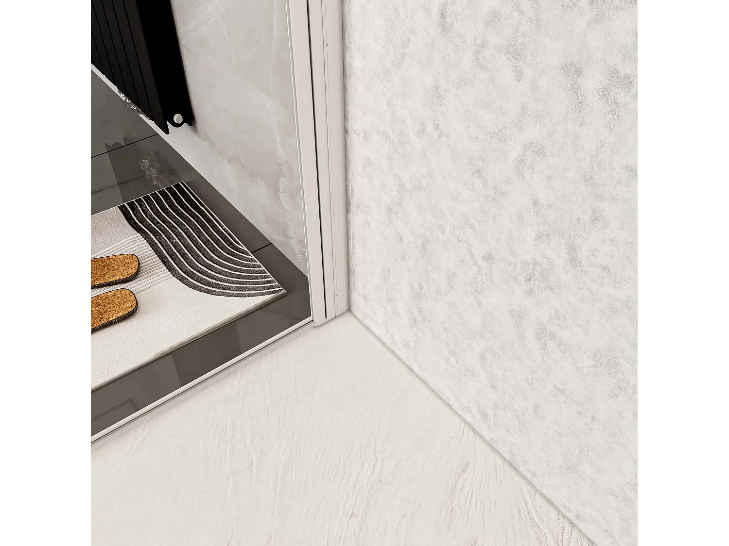 B:80xD:100xH:185cm douchecabine,5mm EasyClean veiligheidsglas,matte wit elektroforetische aluminium frame