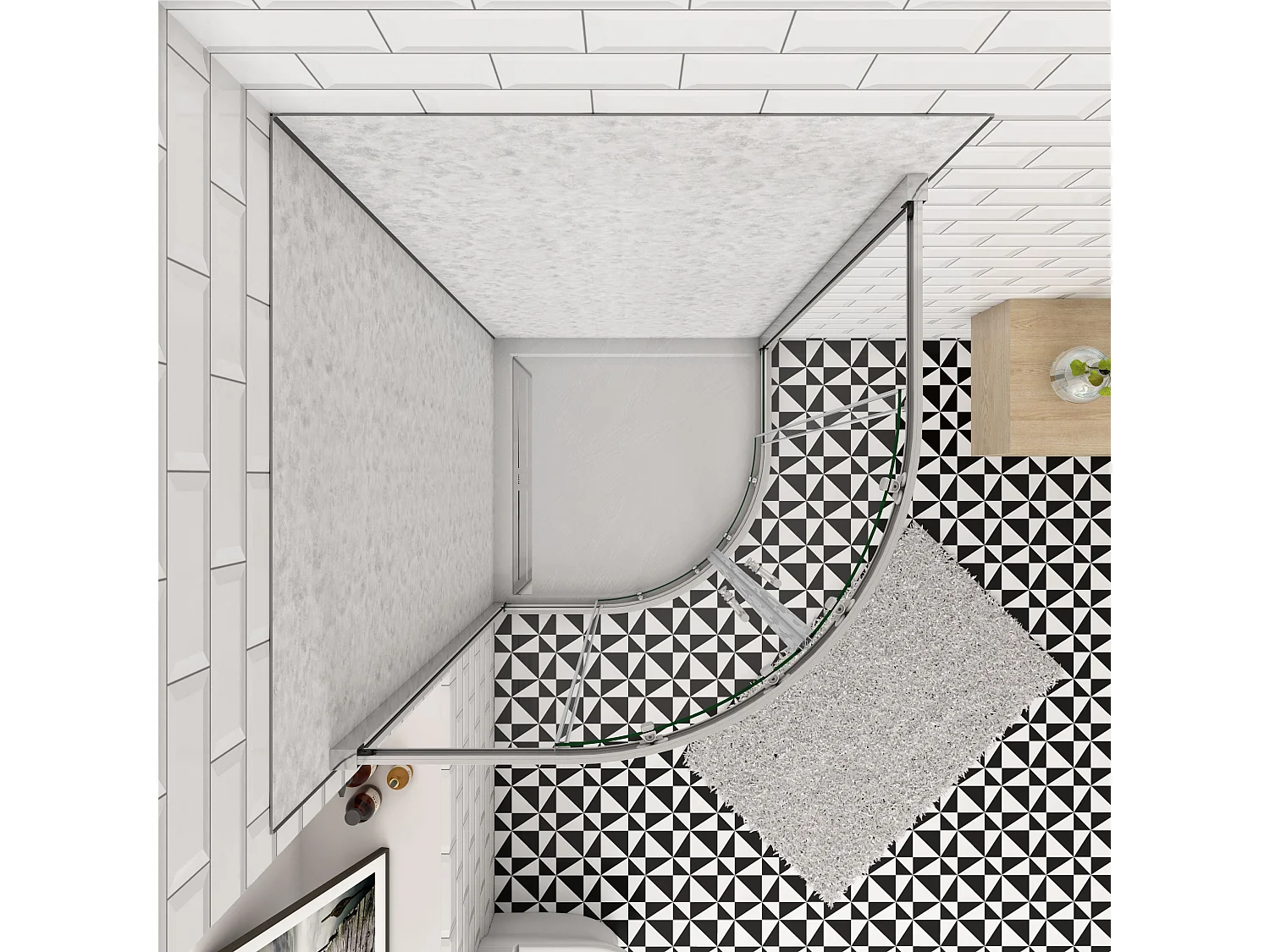 Douchecabine kwartrond schuifdeur 80x80cm,185cm hoog,6mm helder antikalk NANO glas,glanzend chroom profiel