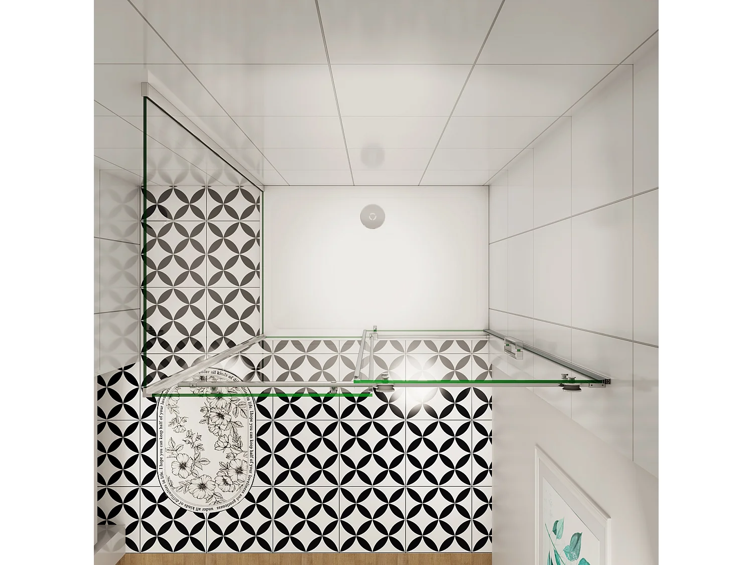 Schuifbare douchecabine 125x195cm met zijwand 80x195cm,8mm helder antikalk NANO glas,profiel van glanzend chroom.