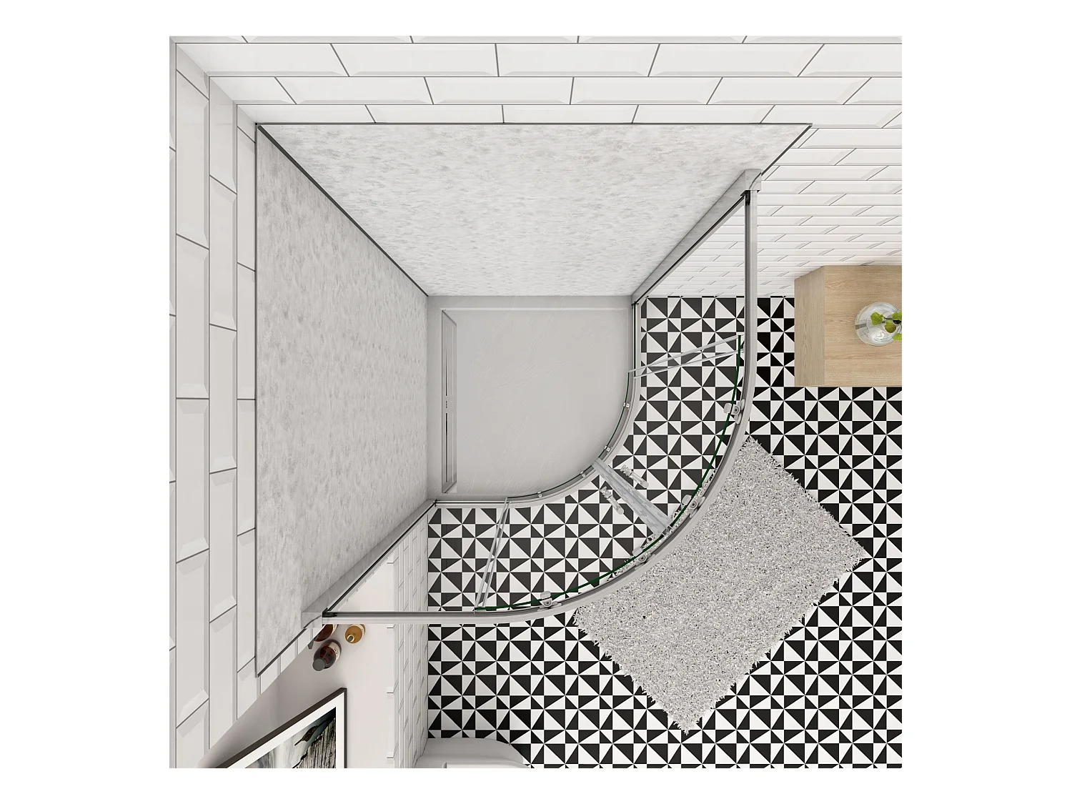 Douchecabine kwartrond schuifdeur 90x90cm,185cm hoog,6mm helder veiligheidsglas,glanzend chroom profiel