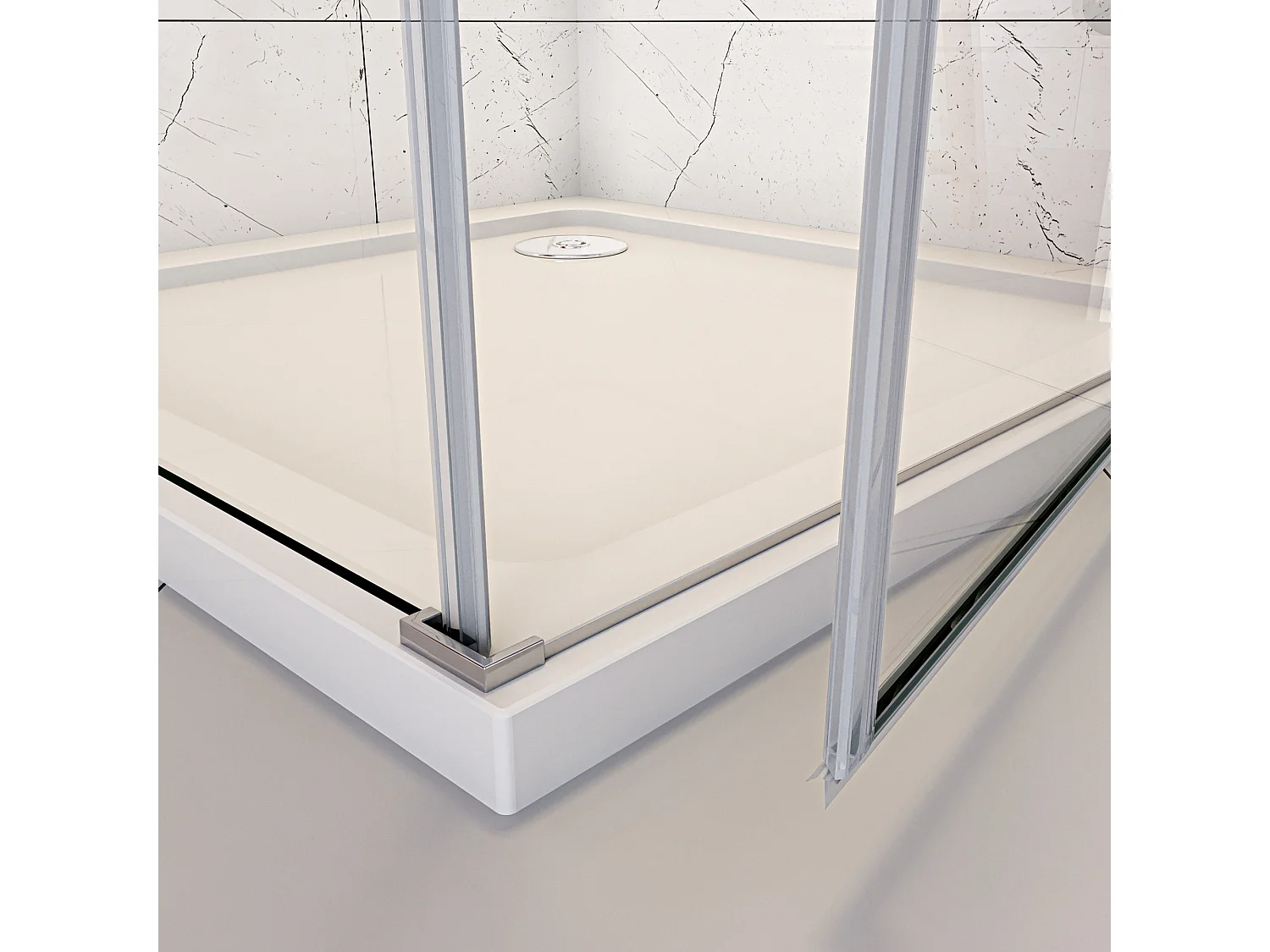 Douchecabine 80x70x195cm,draaideur+zijwand,6mm NANO EasyClean veiligheidsglas,45cm Stabilisatiestang (draaibaar),profiel van glanzend chroom.