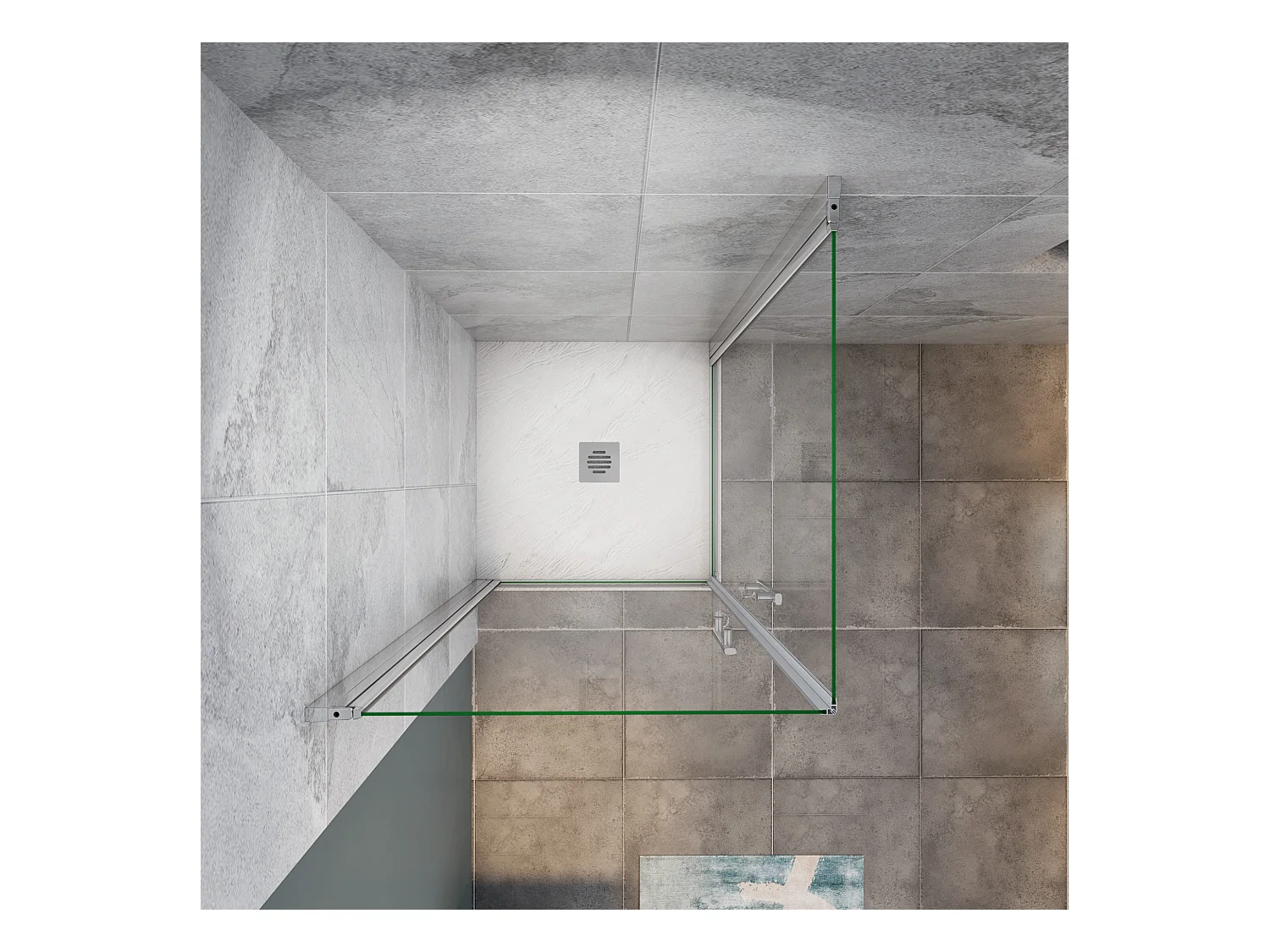 Vierkante douchecabine 70x70x195cm,enkelvoudige draaideur,6mm helder nano veiligheidsglas,profiel van glanzend chroom.