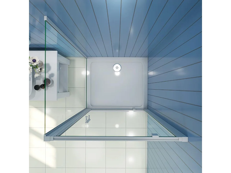 B:80xD:70xH:185cm Douchecabine draaideur nisdeur+zijpaneel 5mm gehard veiligheidsglas,profiel van glanzend chroom