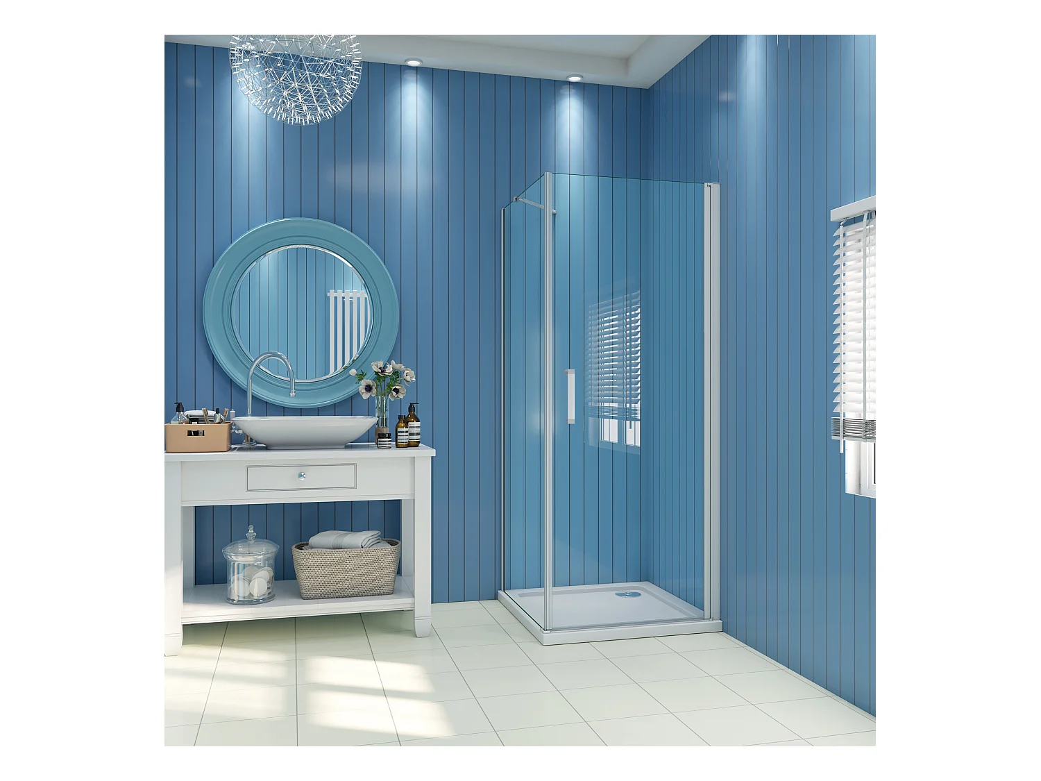 B:70xD:76xH:185 cm Douchecabine draaideur nisdeur+zijpaneel 5mm gehard veiligheidsglas,profiel van glanzend chroom