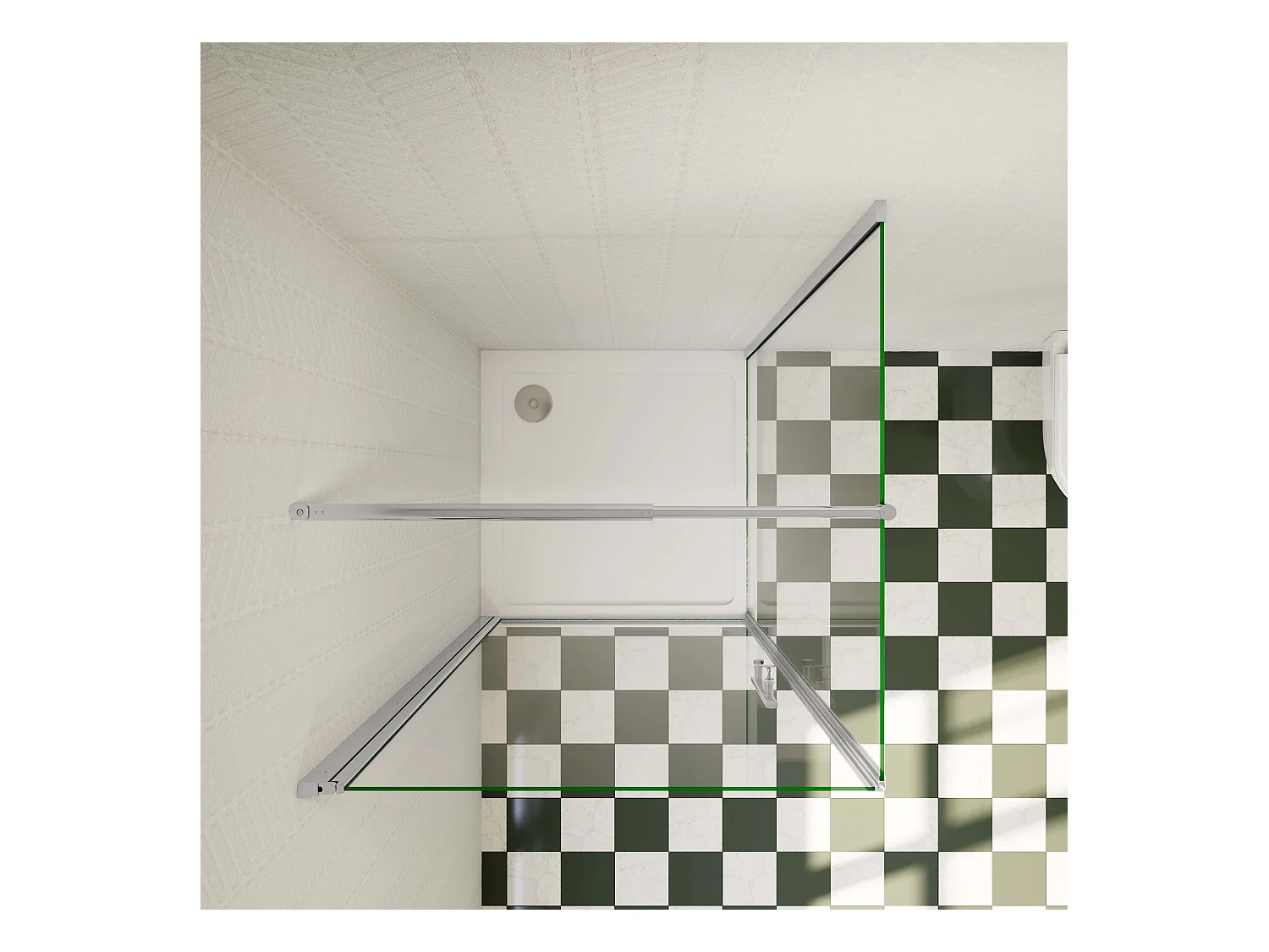 Douchecabine 70x70x185cm,draaideur+zijwand,6mm NANO EasyClean veiligheidsglas,70-120 cm Stabilisatiestang (inkortbaar),profiel van glanzend chroom.