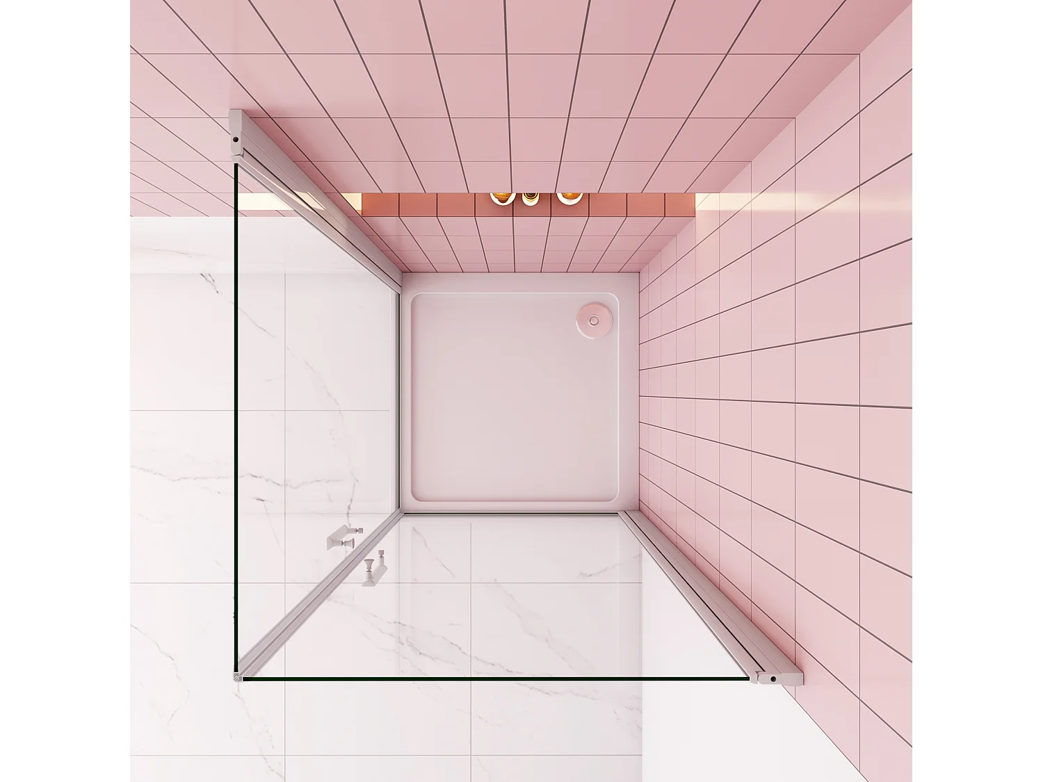 70x100x185cm Douchecabine Vierkante dubbele draaideuren,5 mm gehard veiligheidsglas,glanzend chroom profiel