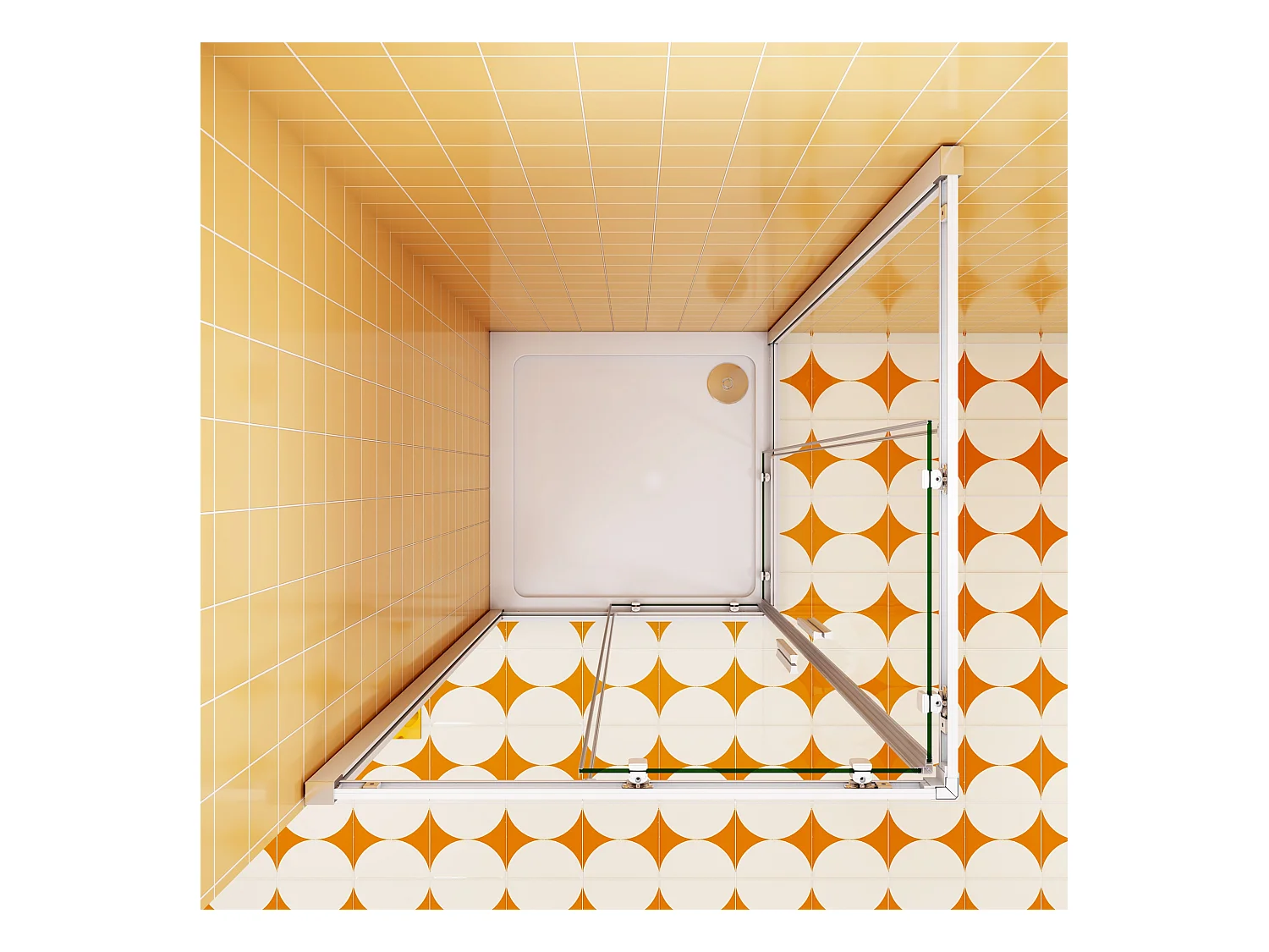 90x90x185cm Vierkante douchecabine hoekinstap dubbele schuifdeur,8mm helder antikalk NANO glas,,glanzend chroom profiel