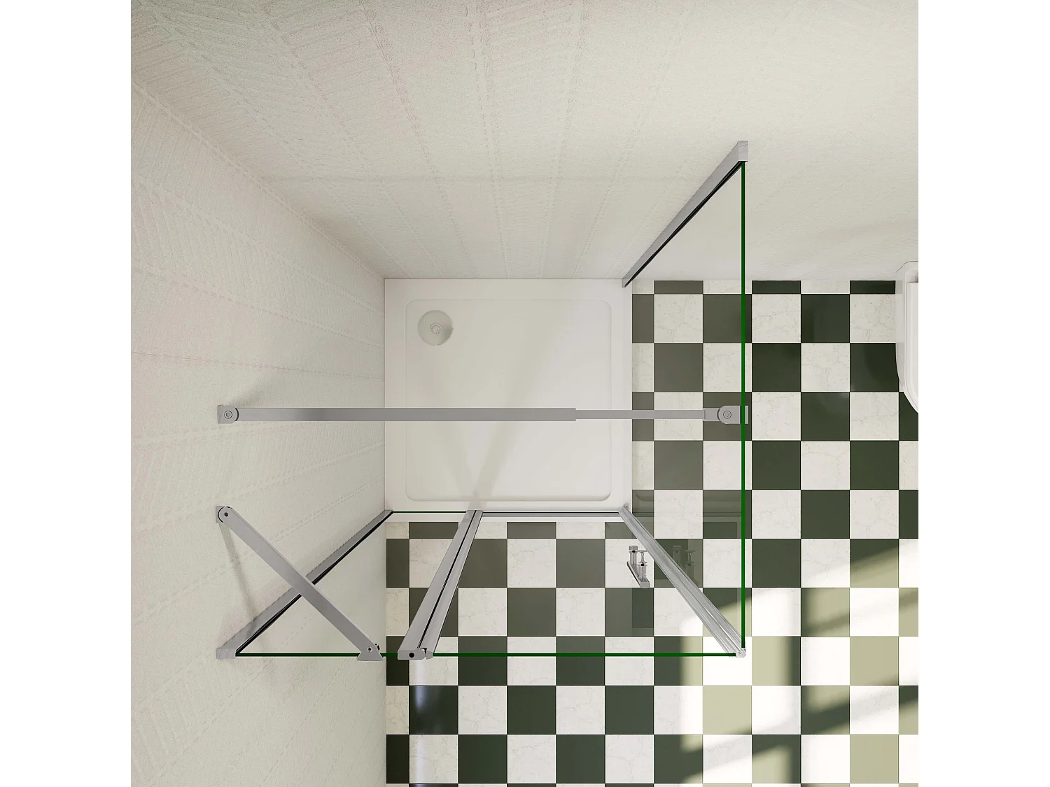 90x70x195cm Douchecabine draaideur+zijwand,6 mm NANO EasyClean veiligheidsglas,73-120 cm Stabilisatiestang (inkortbaar),profiel van glanzend chroom.