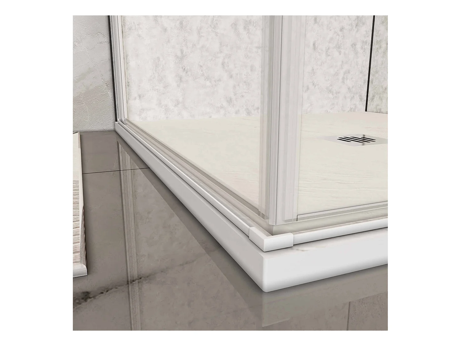 B:80xD:80xH:185cm douchecabine,5mm EasyClean veiligheidsglas,matte wit elektroforetische aluminium frame