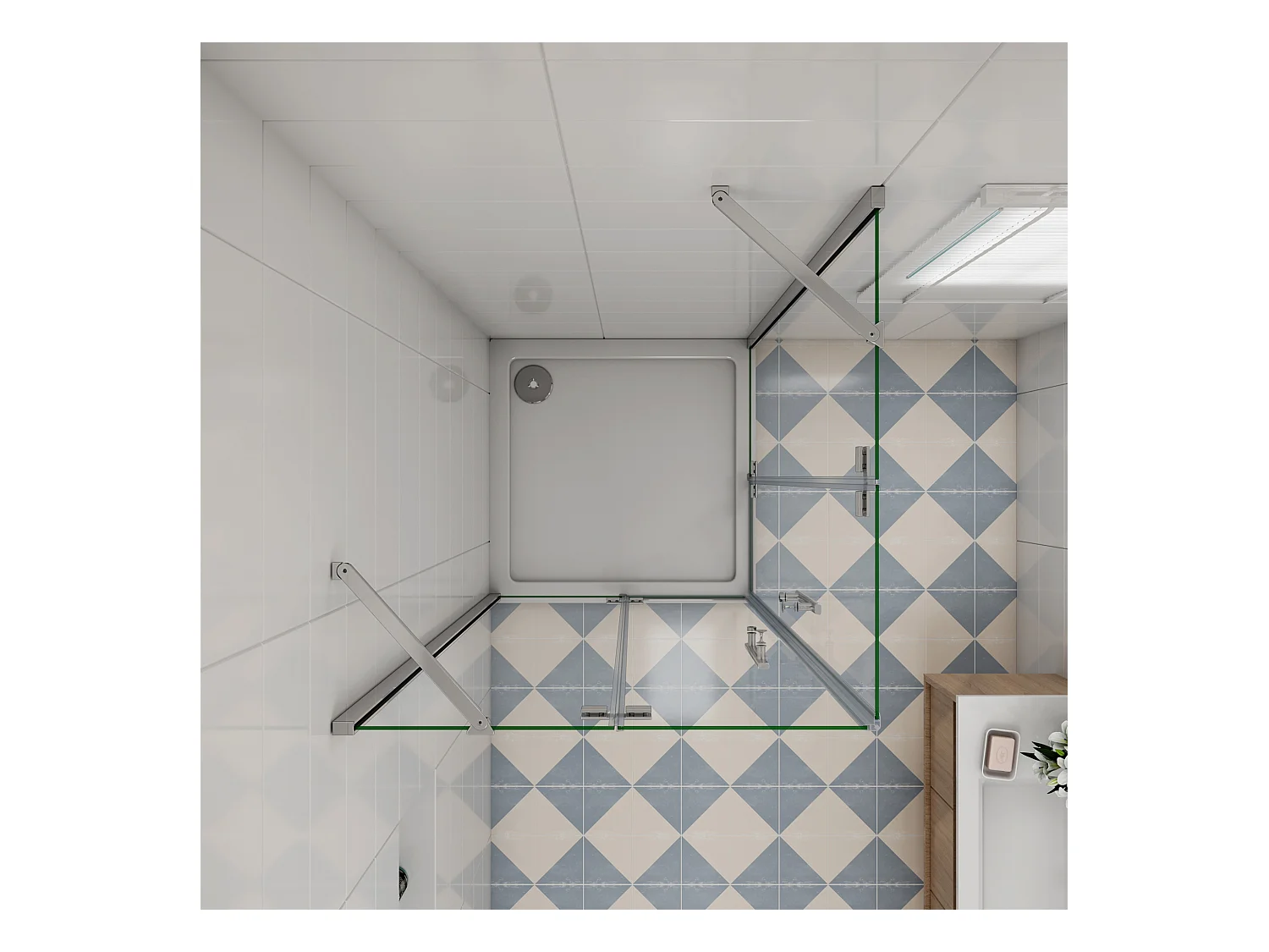 Douchecabine met dubbele draaideur,6mm helder veiligheidsglas nano coating,90x120x185cm,profiel van glanzend chroom.