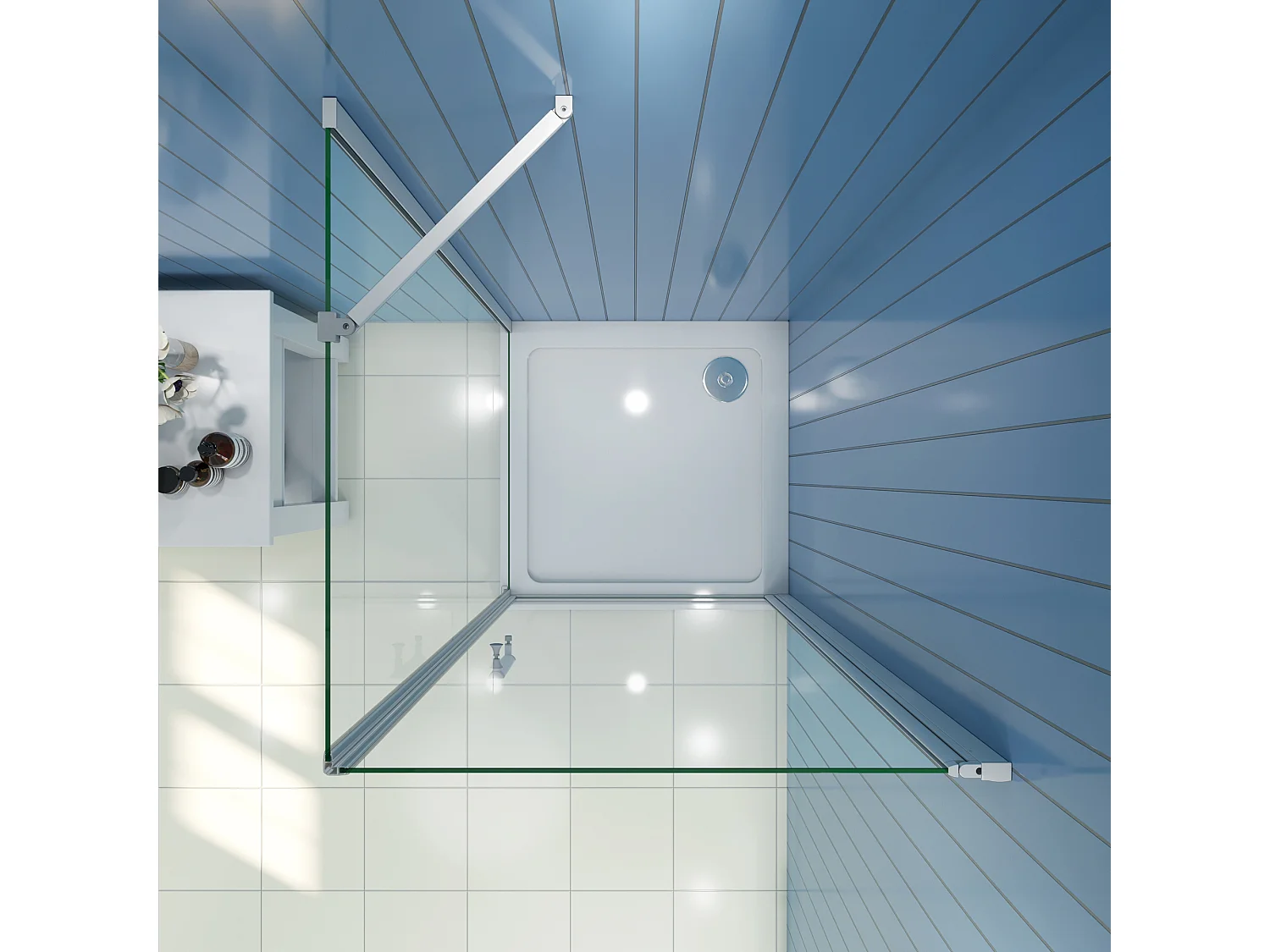 B:80xD:70xH:185 cm Douchecabine draaideur nisdeur+zijpaneel 5mm gehard veiligheidsglas,profiel van glanzend chroom