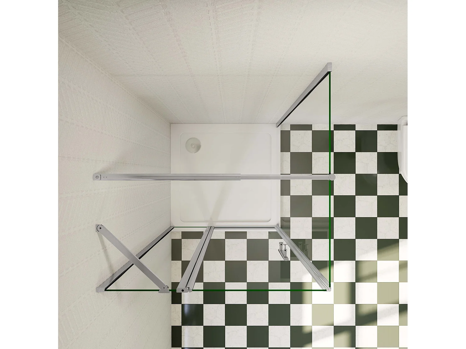 90x100x195cm Douchecabine draaideur+zijwand,6 mm NANO EasyClean veiligheidsglas,70-120 cm Stabilisatiestang (inkortbaar),profiel van glanzend chroom.