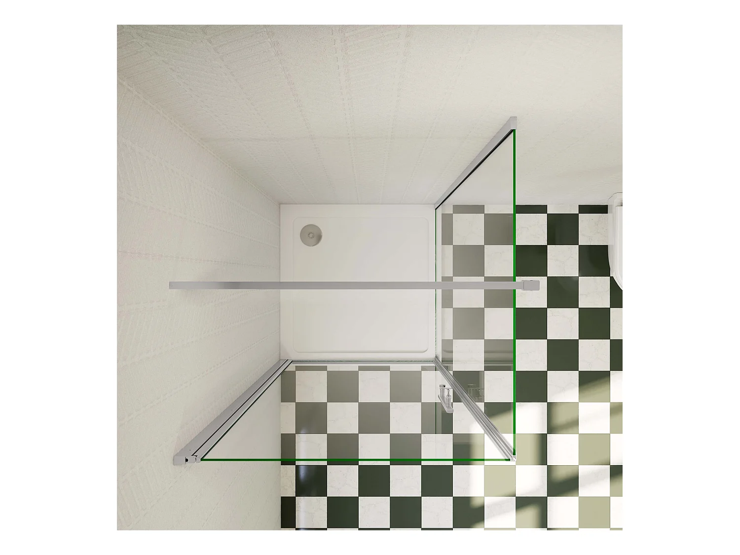 Douchecabine 90x80x185cm,draaideur+zijwand,6mm NANO EasyClean veiligheidsglas,F-vorm:90cm stabilisator (kan worden gesneden),profiel van glanzend chroom.