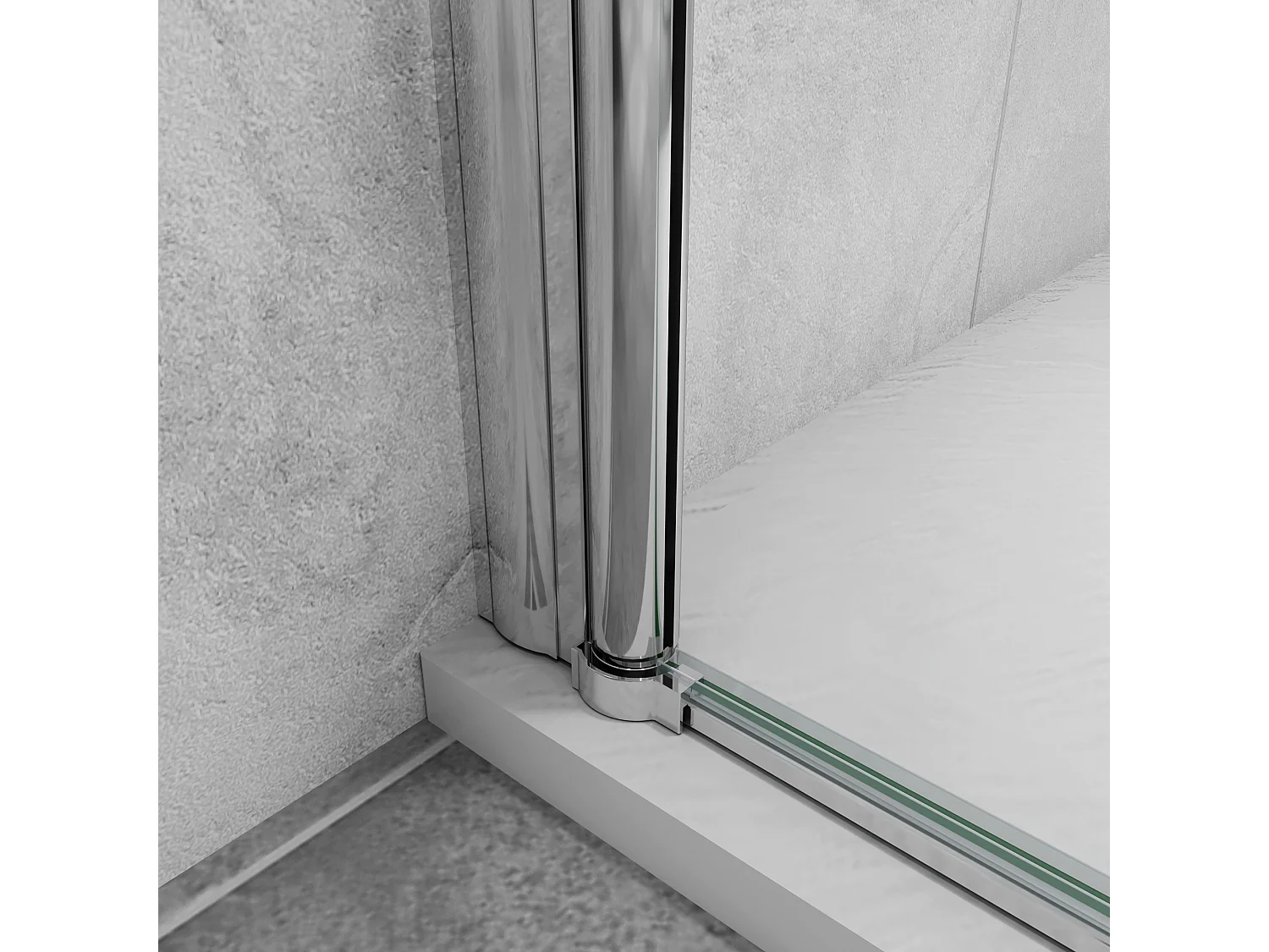 B:100xD:70x197cm Douchecabine met draaideur+zijwand,6mm EasyClean veiligheidsglas,45 cm Stabilisatiestang (draaibaar),profiel van glanzend chroom