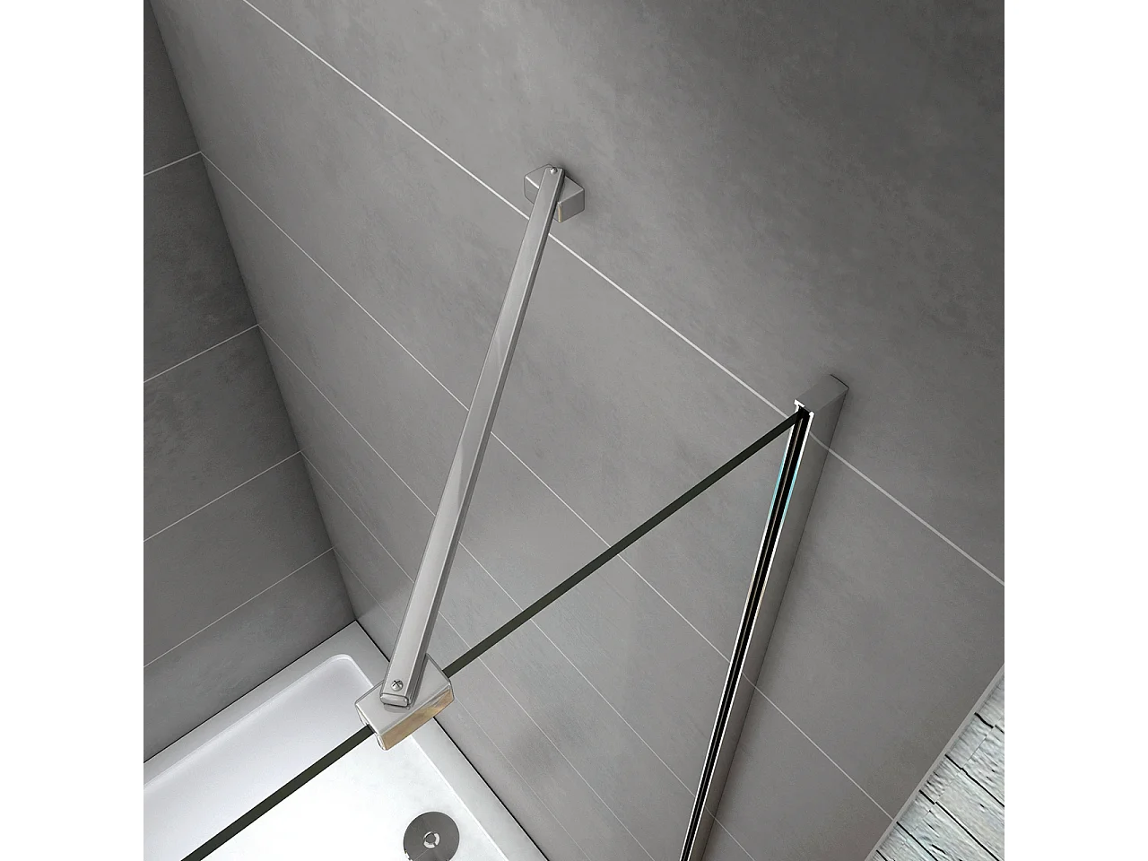 90x80x195cm Douchecabine draaideur+zijwand,6 mm NANO EasyClean veiligheidsglas,45cm Stabilisatiestang (draaibaar),profiel van glanzend chroom.