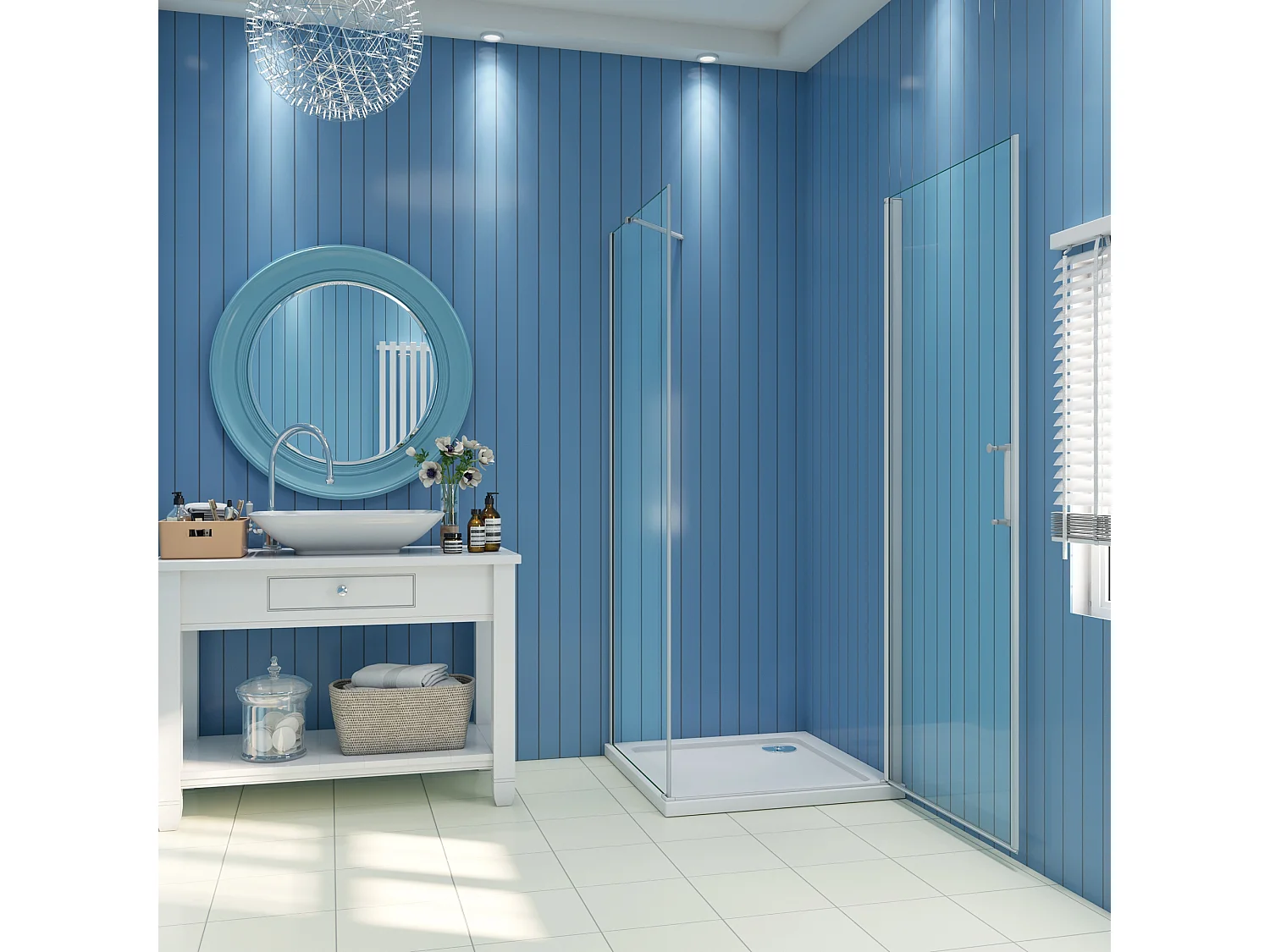 B:76xD:90xH:185 cm Douchecabine draaideur nisdeur+zijpaneel 5mm gehard veiligheidsglas,profiel van glanzend chroom