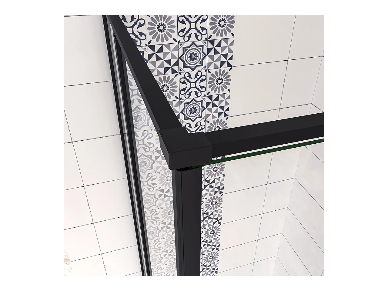 80x80x200cm Douchecabine met dubbele draaideur,6mm NANO helder veiligheidsglas,mat zwarte aluminium frame