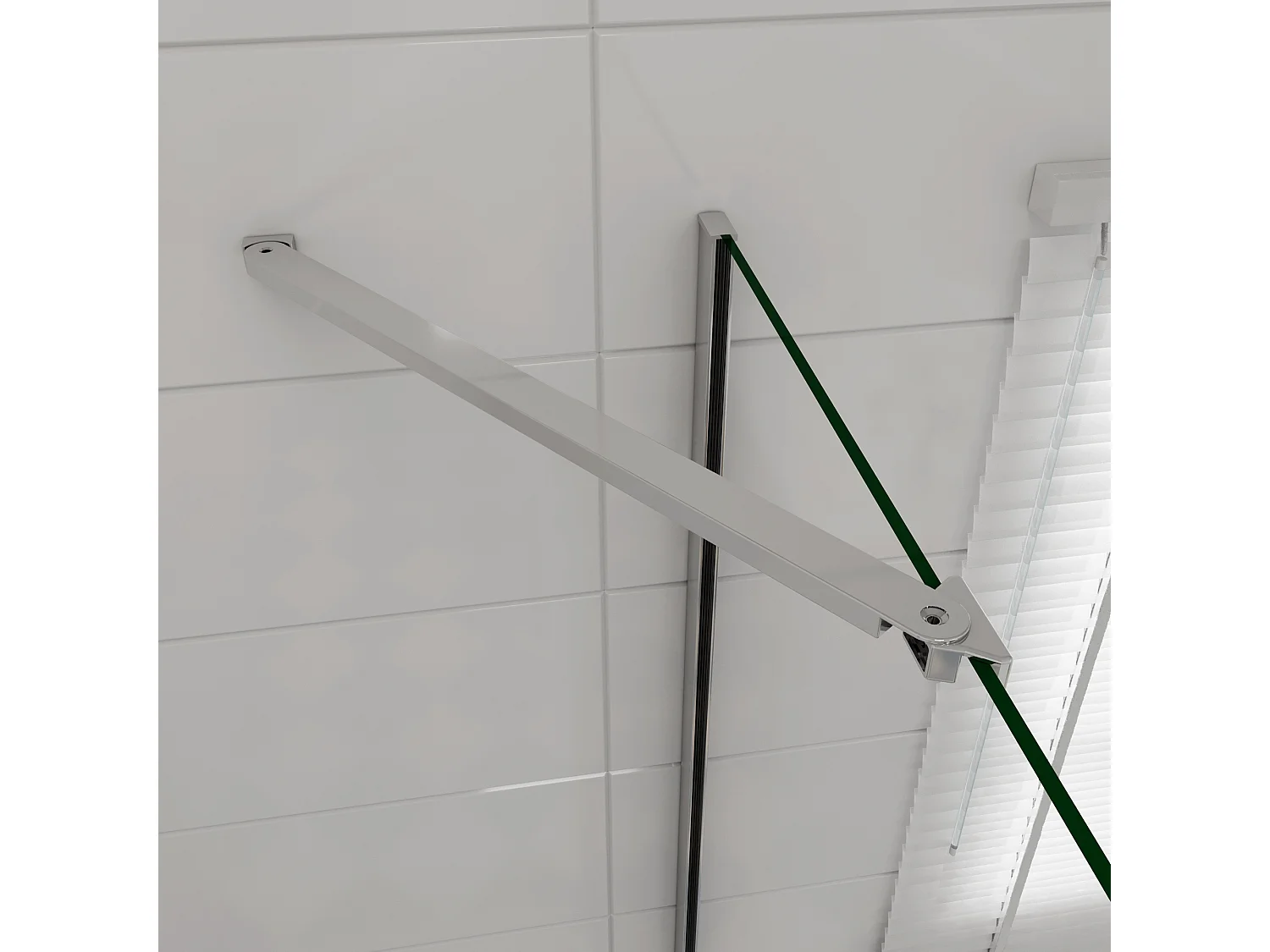 B:100xD:100x197cm Douchecabine met draaideur+zijwand,6mm EasyClean veiligheidsglas,50 cm Stabilisatiestang (draaibaar),profiel van glanzend chroom