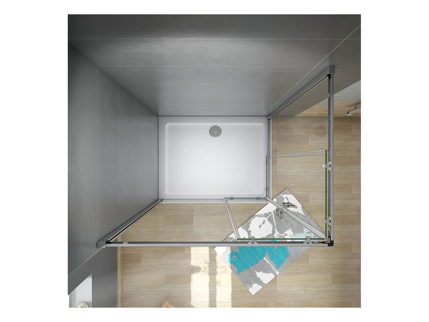 Douchecabine 100x120x195cm,dubbele schuifdeur,6mm NANO EasyClean veiligheidsglas,glanzend chroom profiel