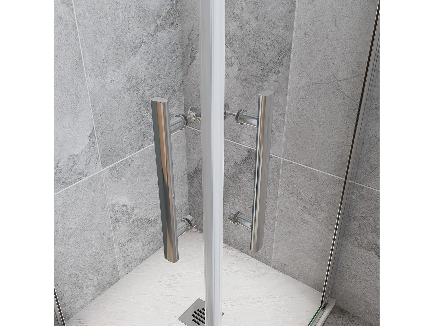 Vierkante douchecabine 76x76x195cm,enkelvoudige draaideur,6mm helder nano veiligheidsglas,profiel van glanzend chroom.