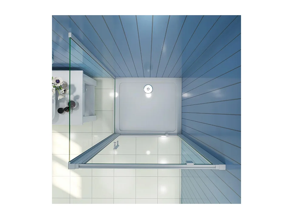 B:90xD:76xH:185cm Douchecabine draaideur nisdeur+zijpaneel 5mm gehard veiligheidsglas,profiel van glanzend chroom