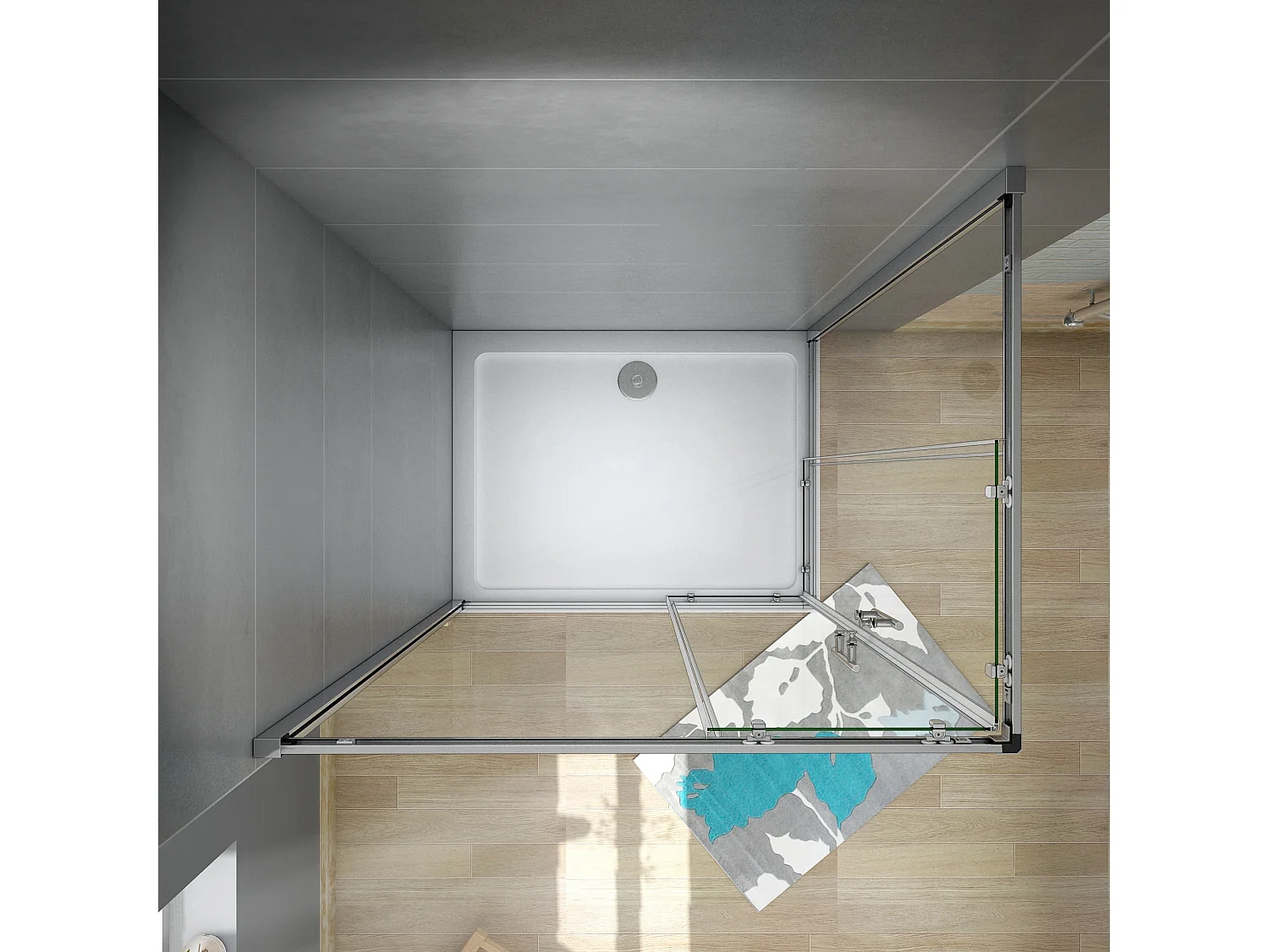 Douchecabine 100x110x195cm,dubbele schuifdeur,6mm NANO EasyClean veiligheidsglas,glanzend chroom profiel