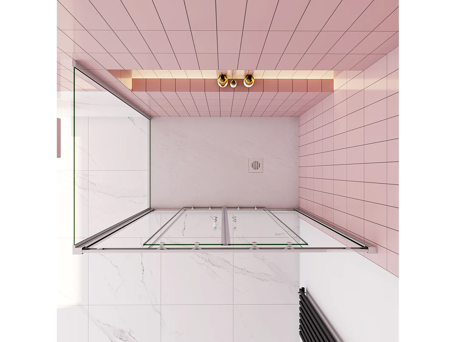 Schuifdeur douchecabine 160x190cm,zijpaneel 80x190cm,5mm helder veiligheidsglas,profiel van glanzend chroom.