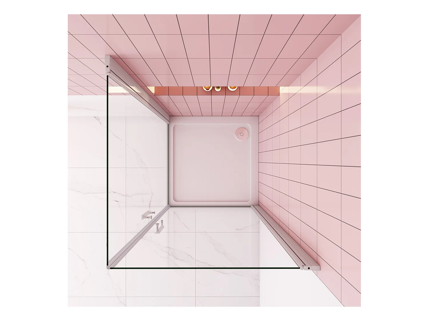 70x76x185cm Douchecabine Vierkante dubbele draaideuren,5 mm gehard veiligheidsglas,glanzend chroom profiel