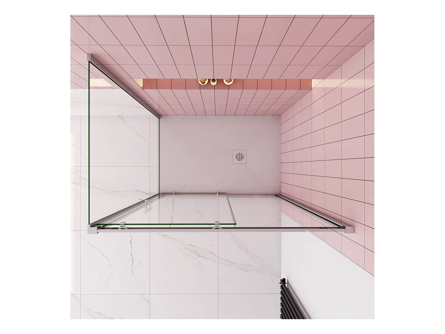 Rechthoekige schuifdeur douchecabine 110x190cm,zijpaneel 70x190cm,5mm helder veiligheidsglas,profiel van glanzend chroom.