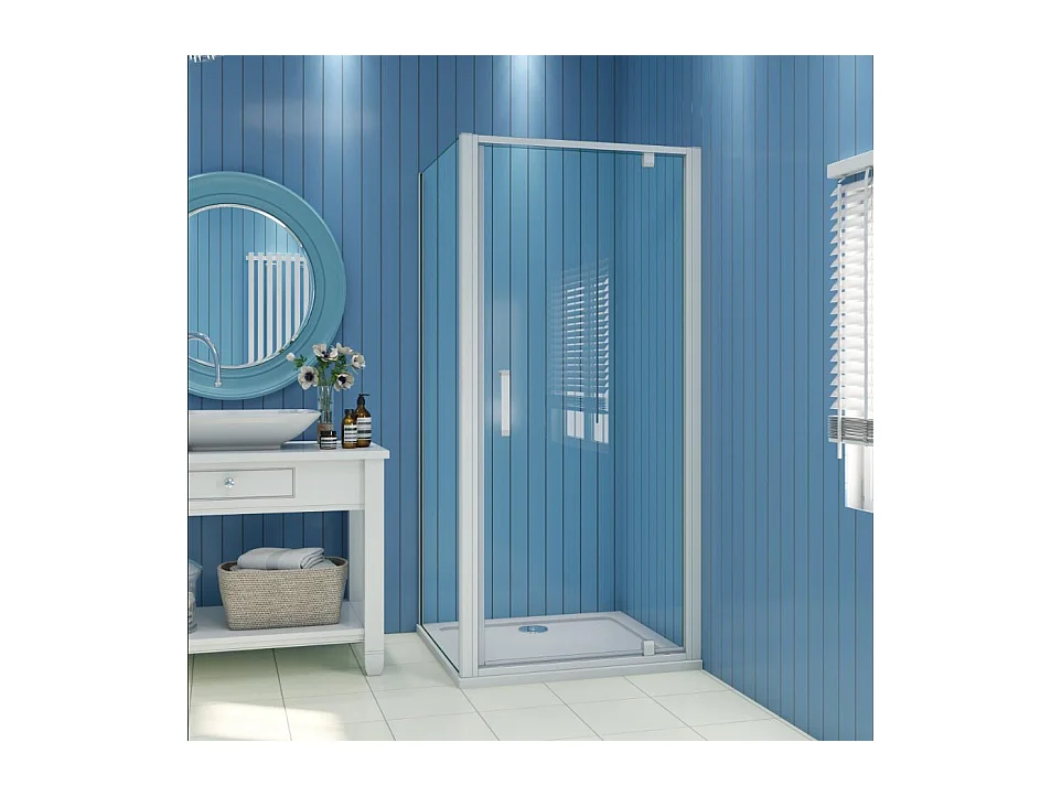 B:76xD:80xH:185cm Douchecabine draaideur nisdeur+zijpaneel 5mm gehard veiligheidsglas,profiel van glanzend chroom