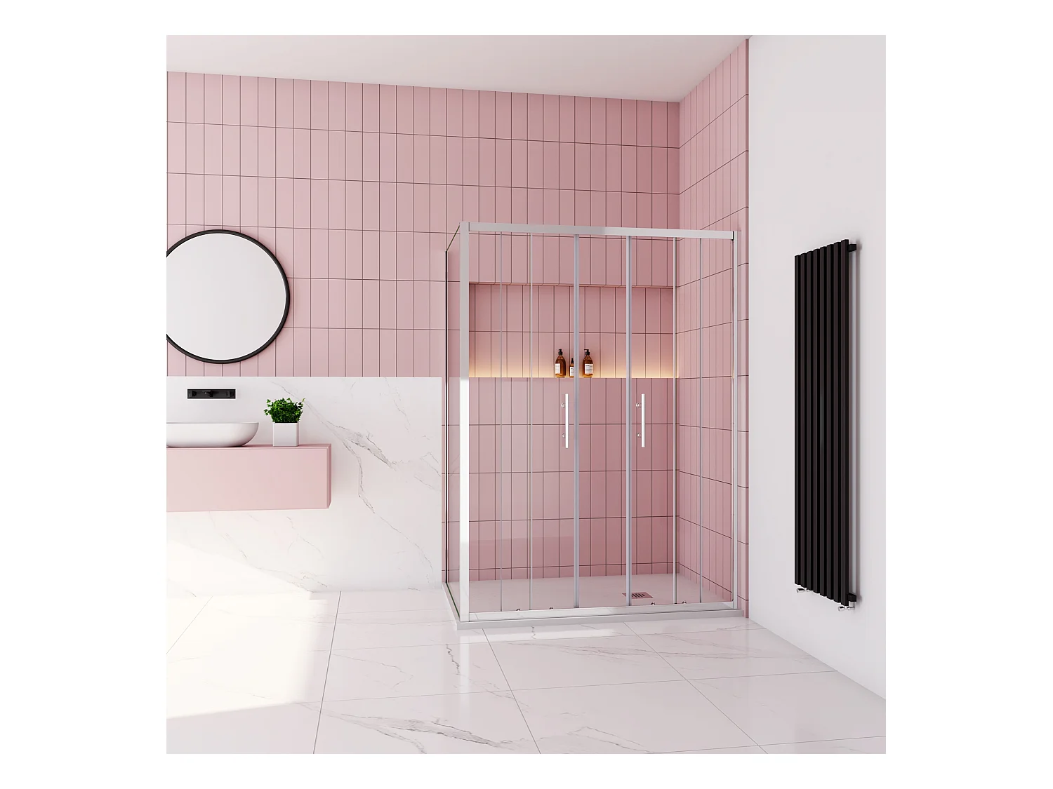 Schuifdeur douchecabine 120x190cm,zijpaneel 70x190cm,5mm helder veiligheidsglas,profiel van glanzend chroom.