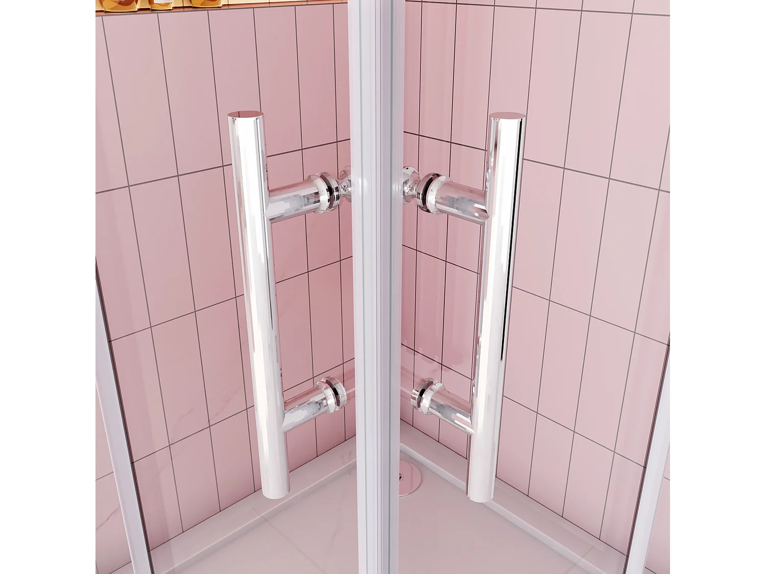 Douchecabine 110x110x195cm,dubbele schuifdeur,6mm NANO EasyClean veiligheidsglas,glanzend chroom profiel