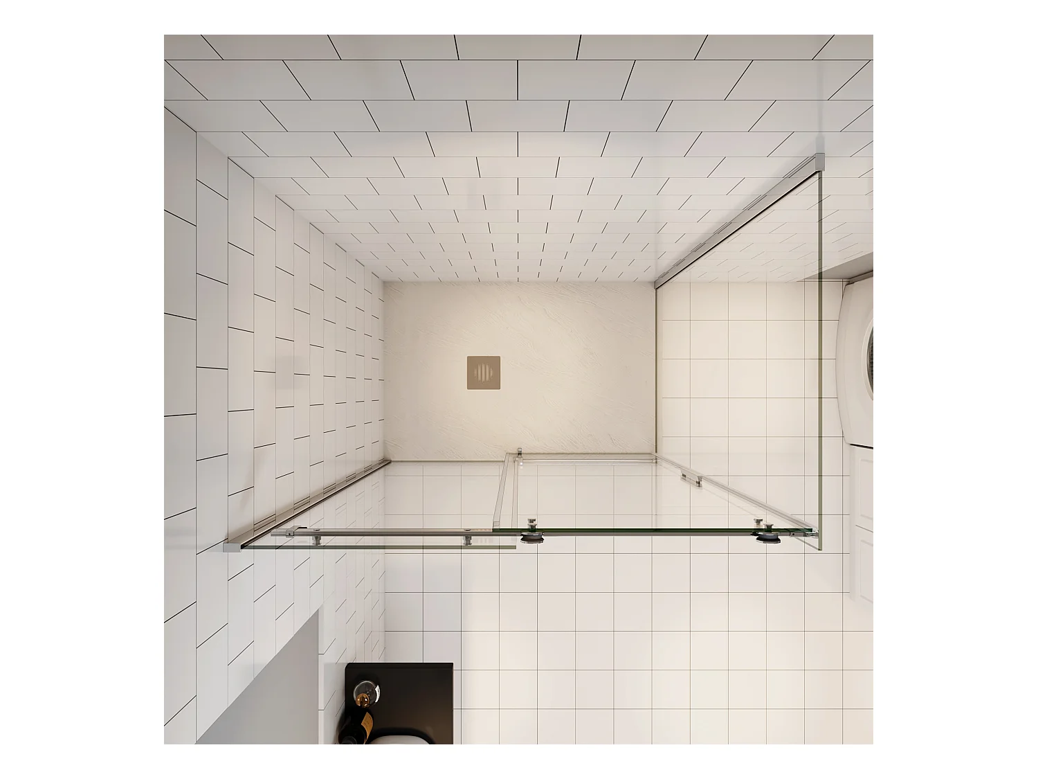 110x195cm Schuifbare douchecabine met zijwand 100x195cm,6mm helder glas,profiel van glanzend chroom.