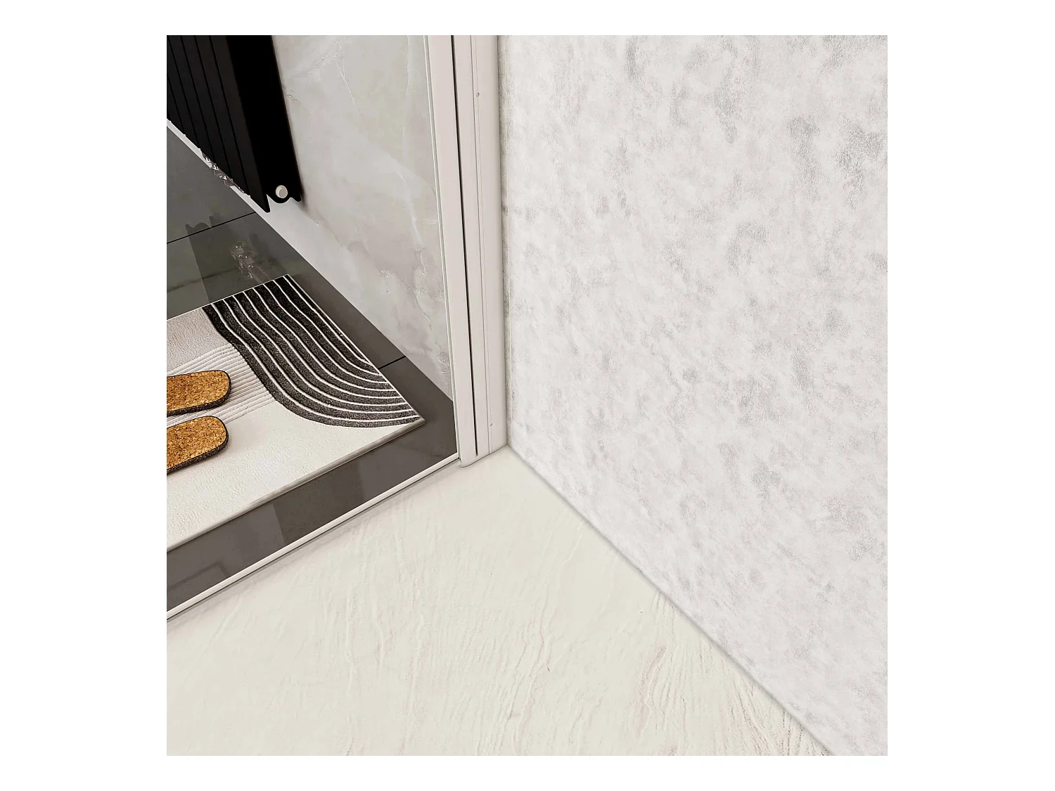 B:90xD:90xH:185cm douchecabine,5mm EasyClean veiligheidsglas,matte wit elektroforetische aluminium frame