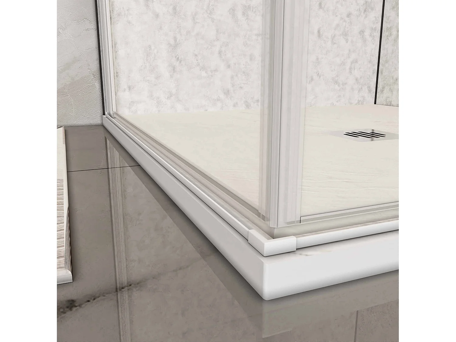 B:90xD:90xH:185cm douchecabine,5mm EasyClean veiligheidsglas,matte wit elektroforetische aluminium frame