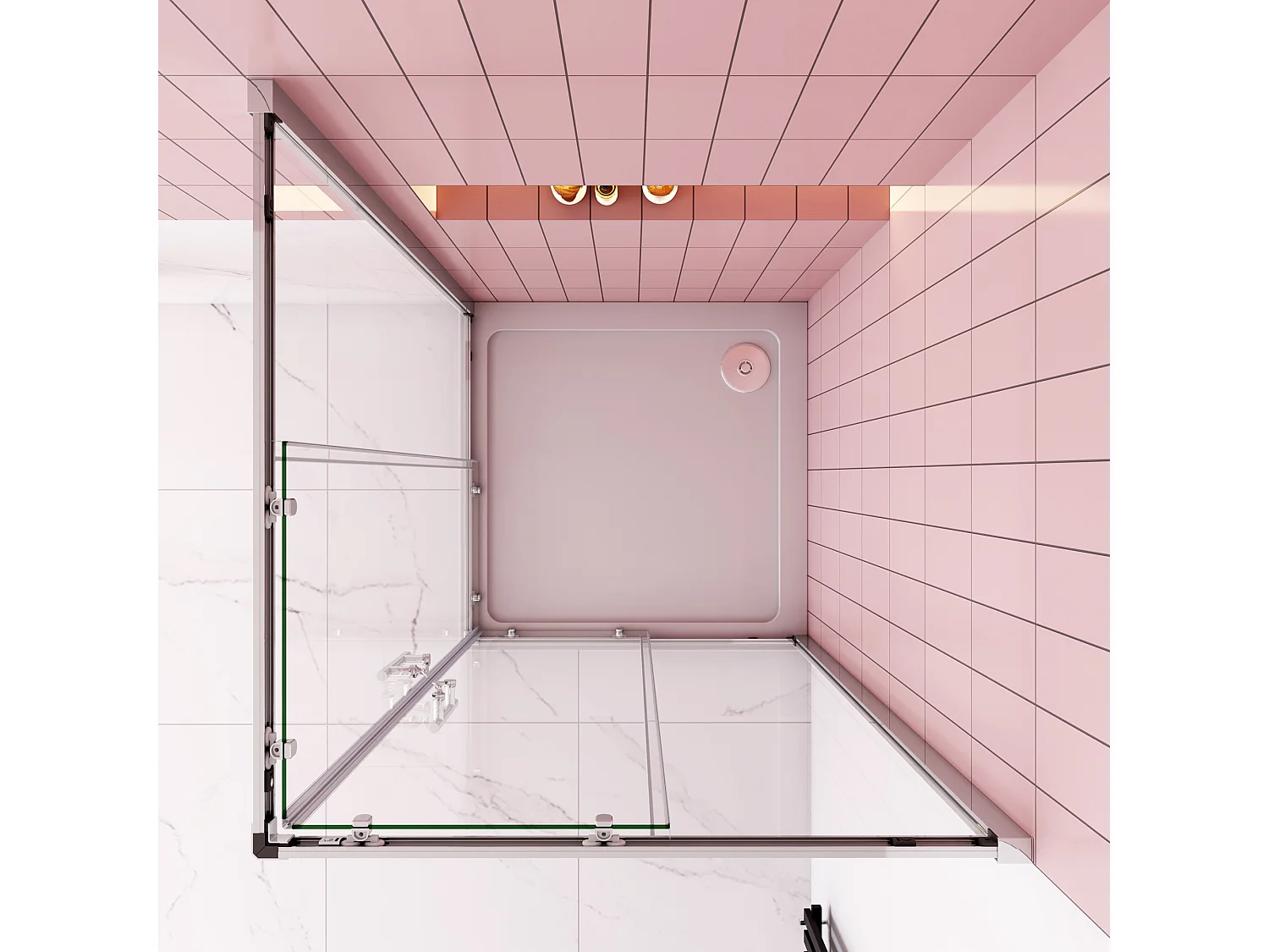 110x110x185cm Douchecabine met dubbele schuifdeur,6mm ESG veiligheidsglas,profiel van glanzend chroom.