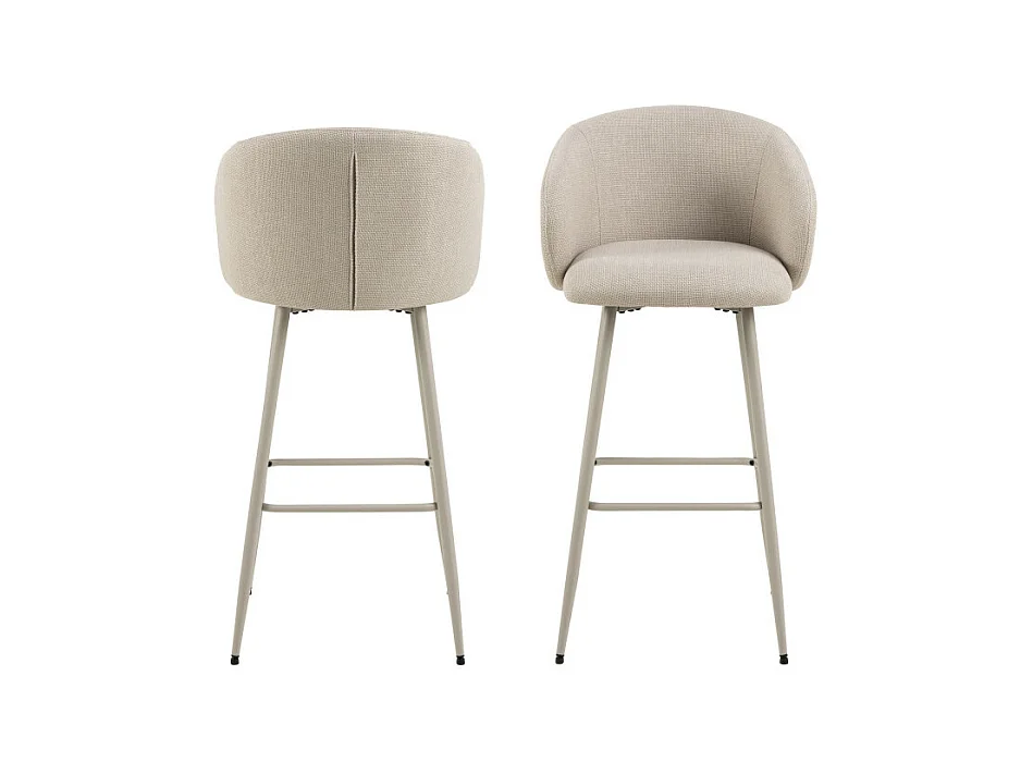 Vako - Lot de 2 tabourets de bar en tissu pieds beiges H78cm - Beige
