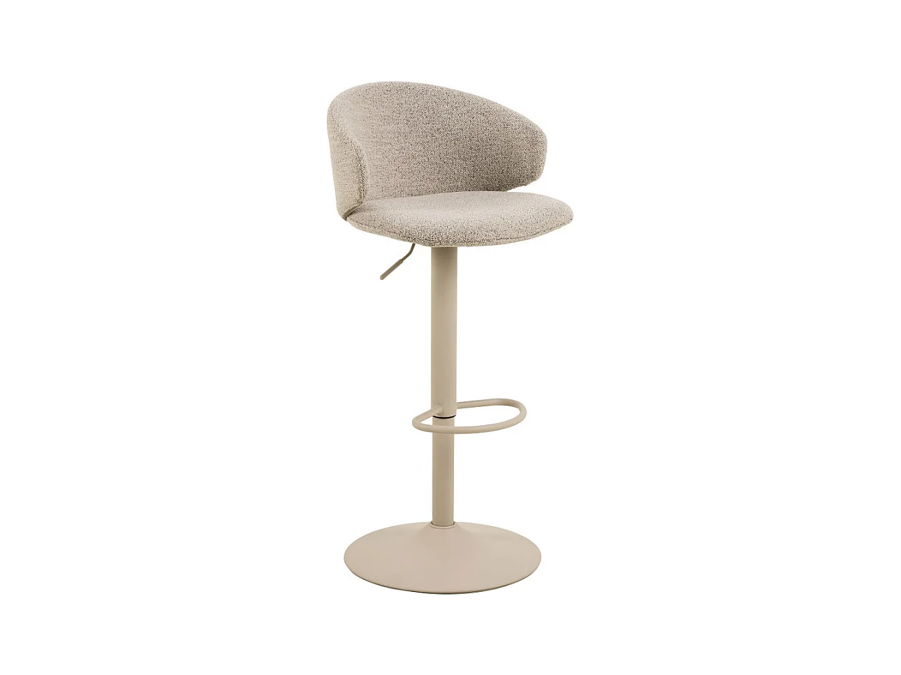 Kora - Lot de 2 tabourets de bar réglables en tissu et métal H61-82 cm - Beige