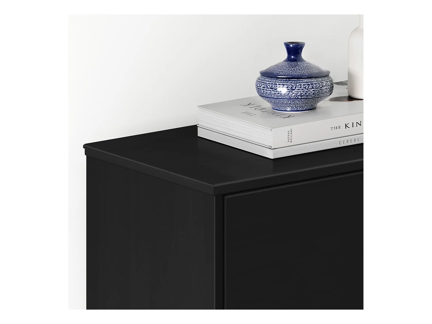 Meuble à chaussures entrée Mikka 2 abattants en bois massif noir pour jusqu'à 10 paires 59 x 96 x 25 cm