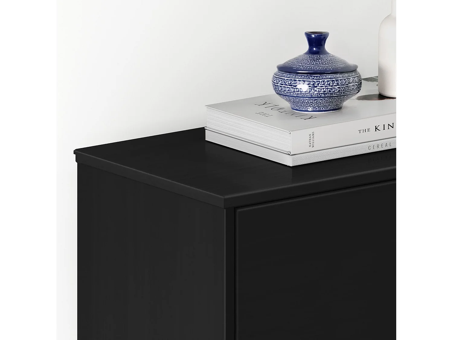 Meuble à chaussures entrée Mikka 2 abattants en bois massif noir pour jusqu'à 10 paires 59 x 96 x 25 cm