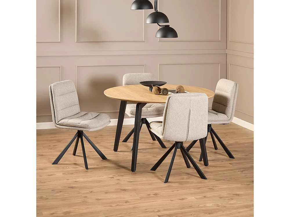 Lunka - Table à manger 4 personnes ronde en bois ø120cm - Bois clair