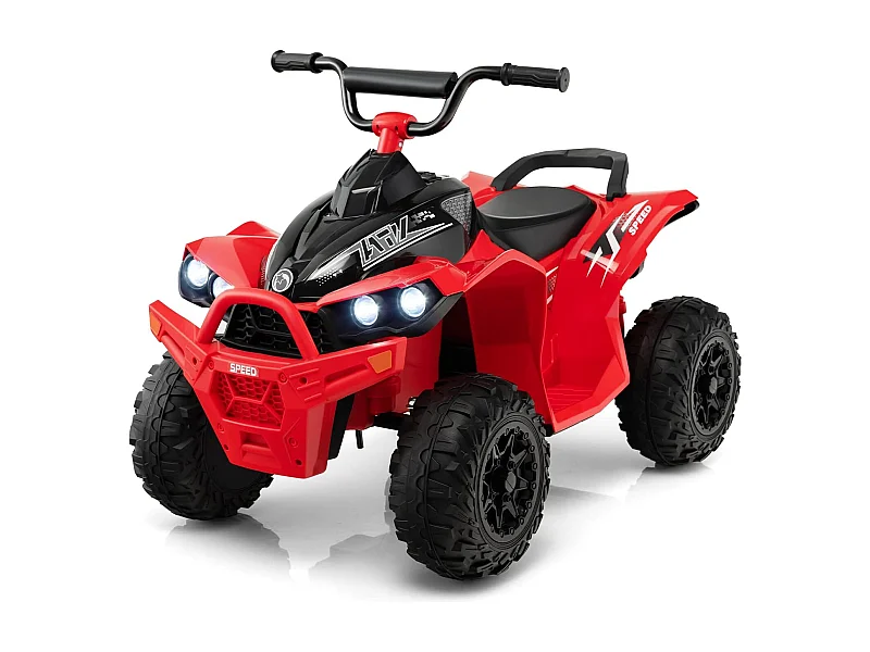 12V elektrische quad voor kinderen met koplampen, muziek en claxon, elektrische auto met antislip stuur, 2,2/4,3 km/u, laadvermogen 35 kg voor 3-8 jaar (rood)