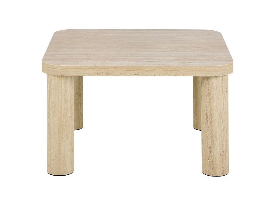 Ailo - Table basse carrée effet travertin 60x60cm - Beige