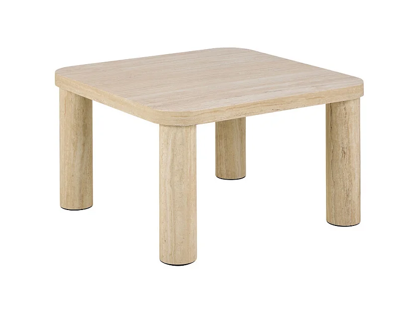 Ailo - Table basse carrée effet travertin 60x60cm - Beige