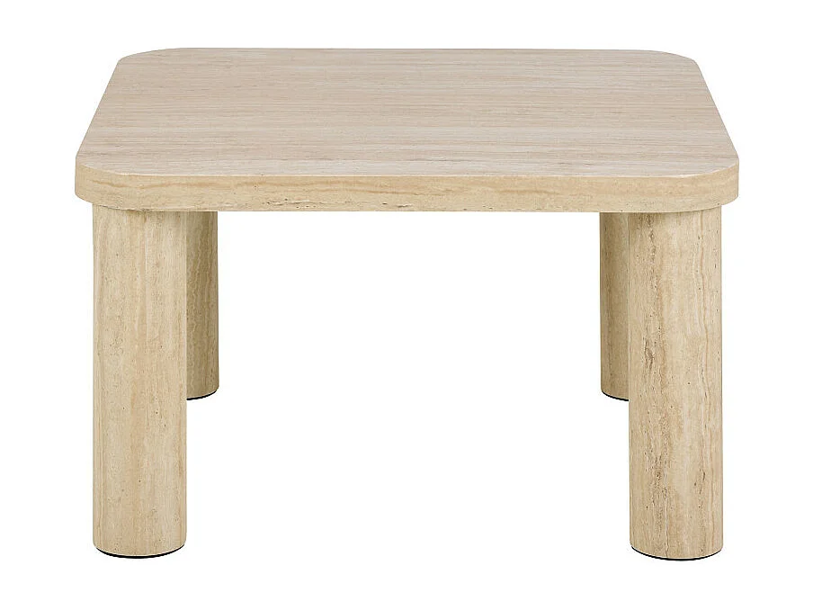 Ailo - Table basse carrée effet travertin 60x60cm - Beige