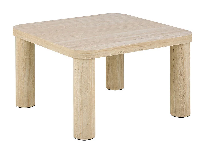 Ailo - Table basse carrée effet travertin 60x60cm - Beige