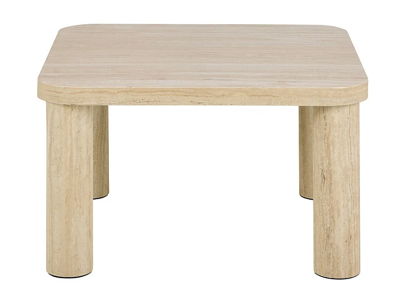 Ailo - Table basse carrée effet travertin 60x60cm - Beige