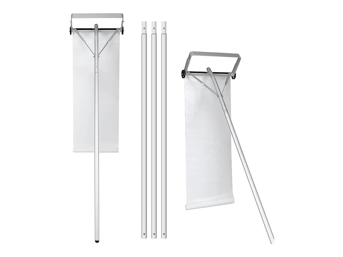 Râteau à Neige pour Toit en Aluminium, Déneigement de Toit Réglable avec 4 Tiges Longueur Max de 619 cm 2 Roues Lisses Tête Large Tissu PE